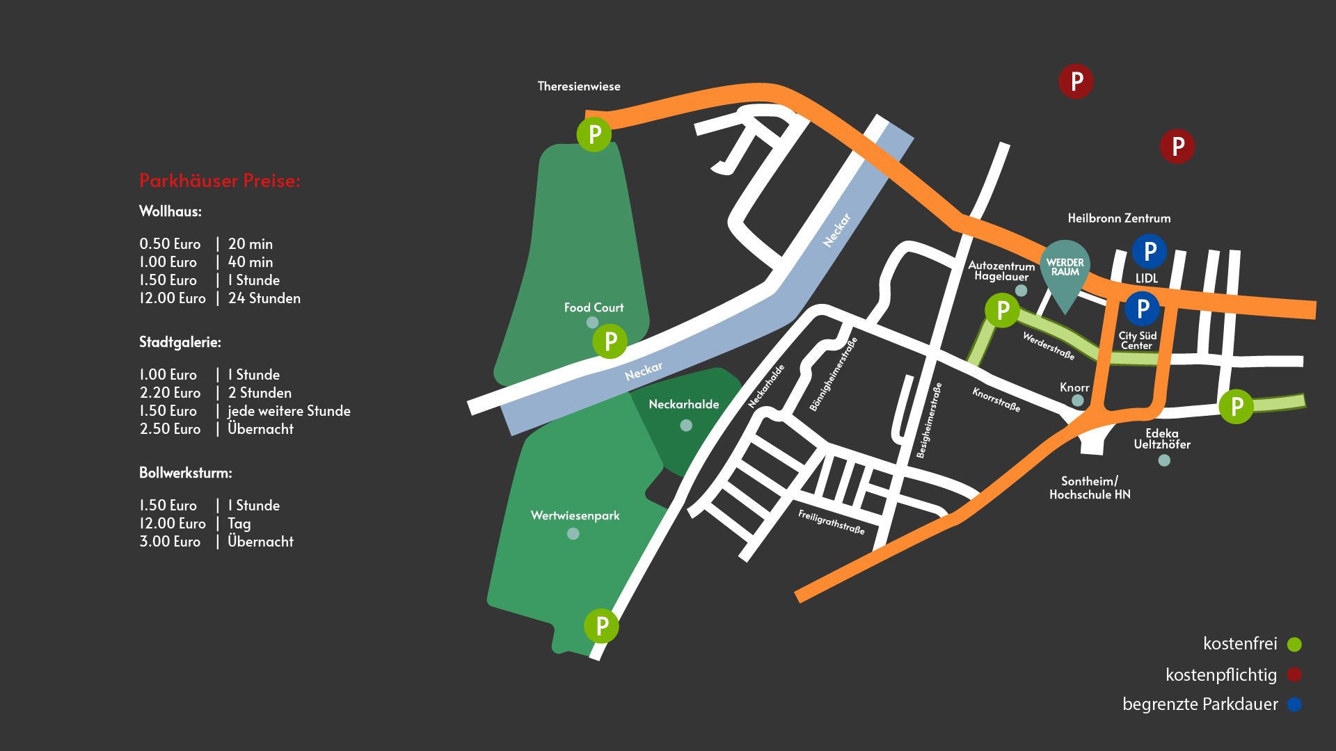 Parkplatzplan rund um den WerDerRaum